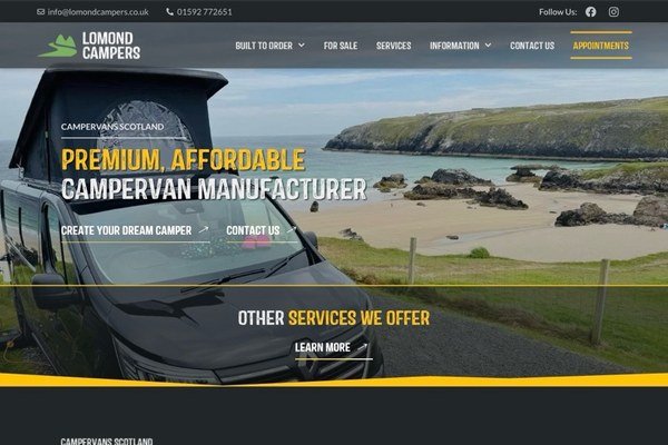 Lomond Campers website screenshot